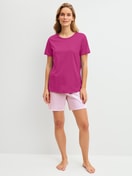 Women model is wearing Short pyjama made of 100% Cotton in Red, Patterned from the Cotton Special series by CALIDA, Front view