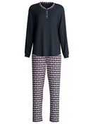 Damen - Pyjama, lang aus 100% Baumwolle in Blau, Kariert aus Serie Family & Friends von CALIDA