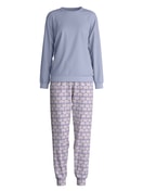 Damen - Bündchen-Pyjama aus 100% Baumwolle in Violett, Gemustert aus Serie Nightwear Xtra von CALIDA