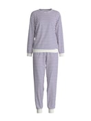 Damen - Bündchen-Pyjama aus 100% Baumwolle in Blau, Gestreift aus Serie Nightwear Xtra von CALIDA