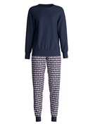 Damen - Bündchen-Pyjama aus 100% Baumwolle in Blau, Kariert aus Serie Family & Friends von CALIDA