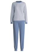 Damen - Frottee Bündchen-Pyjama aus Baumwolle in Blau, Gestreift aus Serie Soft Dreams von CALIDA