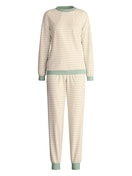 Damen - Frottee Bündchen-Pyjama aus Baumwolle in Grün, Gestreift aus Serie Nightwear Xtra von CALIDA