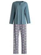 Damen - Pyjama, lang aus 100% Baumwolle in Blau, Gemustert aus Serie Autumn Dreams von CALIDA