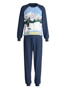 Men - Pyjama with cuff made of 100% Cotton in Blue, Motif, from the Relax Ski Resort series by CALIDA
