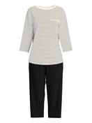 Damen - 3/4-Pyjama aus 100% Baumwolle in Beige, Gestreift aus Serie Sweet Dreams von CALIDA