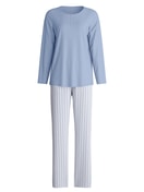 Damen - Pyjama, lang aus 100% Baumwolle in Blau, Gestreift aus Serie Striped Dreams von CALIDA