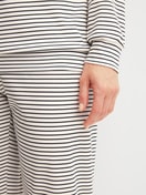 Women model is wearing Pyjama with cuff made of 100% Cotton in Beige, Striped from the Sweet Dreams series by CALIDA, Detail
