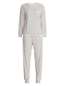 Damen - Bündchen-Pyjama aus 100% Baumwolle in Beige, Gestreift aus Serie Sweet Dreams von CALIDA