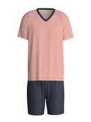 Herren - Kurz-Pyjama aus 100% Baumwolle in Rot, Gestreift aus Serie Nightwear Xtra von CALIDA