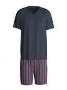 Herren - Kurz-Pyjama aus 100% Baumwolle in Blau, Gestreift aus Serie Nightwear Xtra von CALIDA