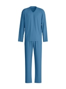 Herren - Pyjama, lang aus 100% Baumwolle in Blau, Einfarbig aus Serie Nightwear Xtra von CALIDA