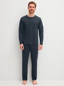 Men model is wearing  made of 100% Cotton in Blue, Unicoloured from the Relax Cosy Vibes 3 series by CALIDA, Front view