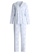 Damen - Pyjama mit Knöpfen aus 100% Baumwolle in Blau, Gemustert aus Serie Cosy Nights von CALIDA