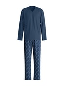 Herren - Pyjama, lang aus 100% Baumwolle in Blau, Gemustert aus Serie Nightwear Xtra von CALIDA