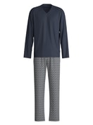 Herren - Pyjama, lang aus 100% Baumwolle in Blau, Gemustert aus Serie Nightwear Xtra von CALIDA
