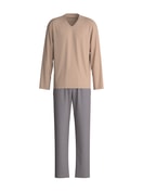 Herren - Pyjama, lang aus 100% Baumwolle in Beige, Gemustert aus Serie Nightwear Xtra von CALIDA