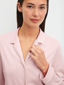 Women model is wearing Button-Up Pyjama made of 100% Cotton in Pink, Unicoloured from the Night Lovers series by CALIDA, Detail