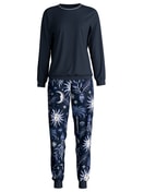 Damen - Bündchen-Pyjama aus 100% Baumwolle in Blau, Gemustert aus Serie Winter Dreams von CALIDA