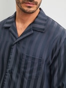 Men model is wearing Pyjamas, long made of Lyocell in Grey, Striped from the Relax Lux series by CALIDA, Detail