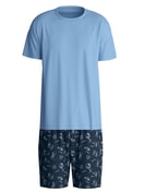 Homme - Pyjama court en 100% coton de couleur Bleu, À motifs, de la série Relax Swiss Resort de CALIDA