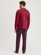 Herren-Model trägt Pyjama, lang aus 100% Baumwolle in Rot, Kariert aus Serie Family & Friends von CALIDA, Rückansicht