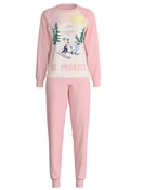 Damen - Bündchen-Pyjama aus 100% Baumwolle in Rosa, Motiv aus Serie Ski Resort von CALIDA