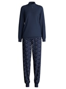 Damen - Bündchen-Pyjama aus 100% Baumwolle in Blau, Gemustert aus Serie Midnight Dreams von CALIDA
