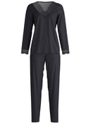 Damen - Pyjama, lang aus Baumwolle in Schwarz, Spitze aus Serie Deep Dreams von CALIDA