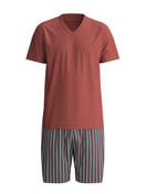 Herren - Kurz-Pyjama aus 100% Baumwolle in Rot, Gestreift aus Serie Cotton Special von CALIDA