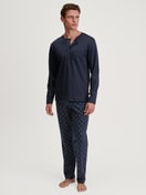 Men model is wearing Pyjamas, long made of 100% Cotton in Blue, Patterned from the Relax Selected 4 series by CALIDA, Front view