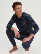 Men model is wearing Pyjama with cuff made of 100% Cotton in Blue, Patterned from the Relax Selected 4 series by CALIDA, Additional Image