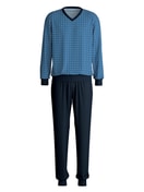 Homme - Pyjama avec bords élastiques en 100% coton de couleur Bleu, À motifs, de la série Nightwear Xtra de CALIDA