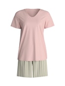 Damen - Kurz-Pyjama aus 100% Baumwolle in Grün, Gestreift aus Serie Cotton Special von CALIDA