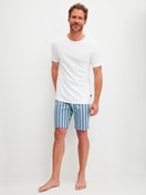 Men model is wearing Short pyjama made of 100% Cotton in Blue, Striped from the Relax Streamline 4 series by CALIDA, Front view