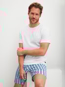 Men model is wearing Short pyjama made of 100% Cotton in Blue, Striped from the Relax Streamline 4 series by CALIDA, Additional Image