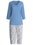 Women - Capri Pyjama made of 100% Cotton in Blue, Floral, from the Flower Nights series by CALIDA
