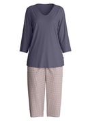 Damen - Capri-Pyjama aus 100% Baumwolle in Blau, Gemustert aus Serie Graphic Nights von CALIDA