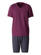 Pyjama court mulberry red