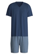Herren - Kurz-Pyjama aus 100% Baumwolle in Blau, Kariert aus Serie Relax Streamline 2 von CALIDA