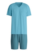 Herren - Kurz-Pyjama aus 100% Baumwolle in Blau, Gemustert aus Serie Relax Streamline 1 von CALIDA