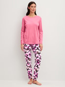 Women model is wearing Pyjamas, long made of 100% Cotton in Pink, Floral from the Autumn Dreams series by CALIDA, Front view