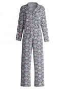 Damen - Pyjama mit Knöpfen aus 100% Baumwolle in Blau, Gemustert aus Serie Autumn Dreams von CALIDA