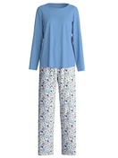Damen - Pyjama, lang aus 100% Baumwolle in Blau, Floral aus Serie Flower Nights von CALIDA