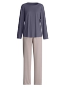 Damen - Pyjama, lang aus 100% Baumwolle in Blau, Gemustert aus Serie Graphic Nights von CALIDA