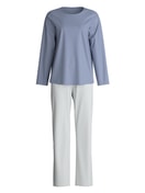 Damen - Pyjama, lang aus 100% Baumwolle in Blau, Gestreift aus Serie Cotton Special von CALIDA