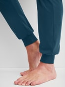 Men model is wearing Pyjama with cuff made of 100% Cotton in Turquoise, Patterned from the Relax Streamline 1 series by CALIDA, Detail