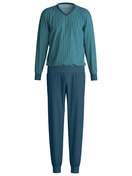 Men - Pyjama with cuff made of 100% Cotton in Turquoise, Patterned, from the Relax Streamline 1 series by CALIDA