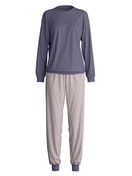 Damen - Bündchen-Pyjama aus 100% Baumwolle in Blau, Gemustert aus Serie Graphic Nights von CALIDA