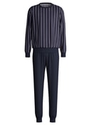 Herren - Bündchen-Pyjama aus 100% Baumwolle in Blau, Gestreift aus Serie Relax Streamline 4 von CALIDA